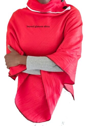 Ladies red cotton poncho very fashionable