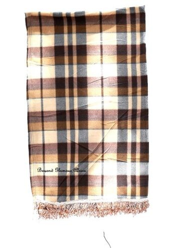 Ladies beige cotton shawl and a brown clutch bag combo